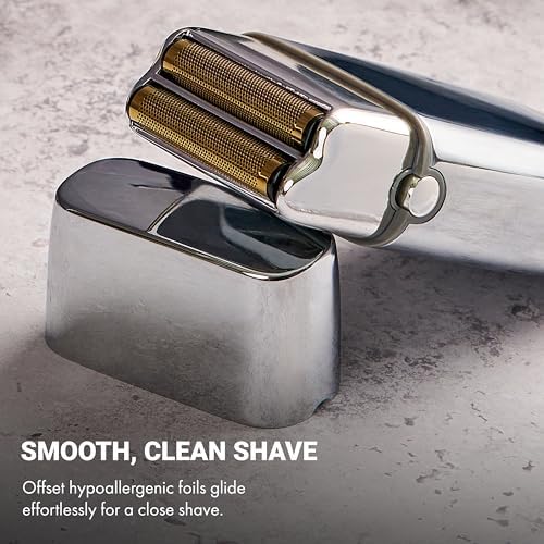 BaBylissPRO METALFX Double Foil Shaver, Handheld Electric Razor for Travel, Portable Cordless Close Face Shaver for Head, Beard, & Neck