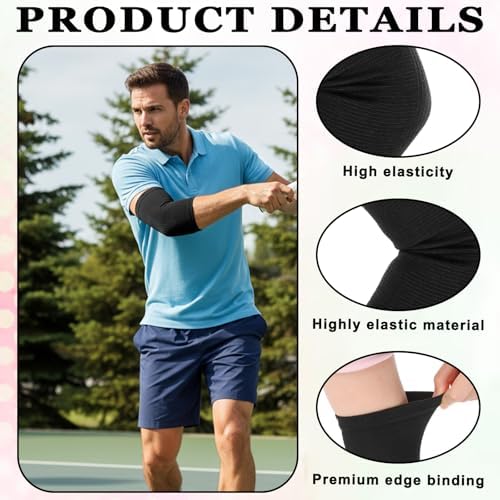 Elbow Compression Sleeve, Black Elbow Brace for Women Men Nylon Arm Support Sleeves for Tennis Golfers Sports Protection