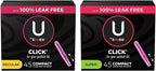 U by Kotex Click Compact Tampons, Regular Absorbency, Unscented, 45 Count & U by Kotex Click Compact Tampons, Super Absorbency, Unscented, 45 Count