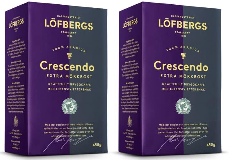 Lofbergs Crescendo Extra Dark Roast & Ground Coffee, 500 g (Pack of 2)