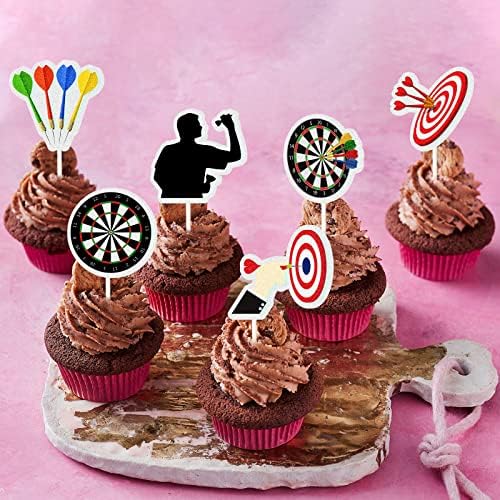 18 Pcs Darts Cupcake Toppers Darts Lovers Birthday Decorations Target Dart War Party Cake Picks Birthday Party Decors for Man