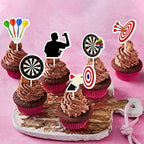 18 Pcs Darts Cupcake Toppers Darts Lovers Birthday Decorations Target Dart War Party Cake Picks Birthday Party Decors for Man