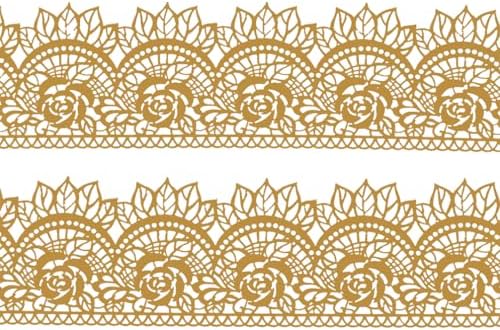 Large Pre-Made Ready to Use Edible Cake Lace Rose Scallop Golden 14-inch 5-Piece Set
