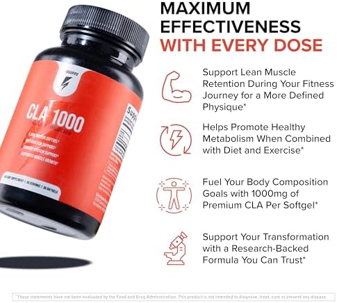 InnoSupps CLA 1000mg - CLA Supplements with Safflower Oil - Supports Metabolism, Lean Muscle Recovery and Growth, Stamina, and Immune Health (30 Capsules)