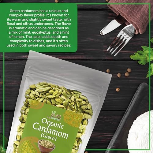 Jiva Organic Green Cardamom Pods Whole - Non-GMO, Premium Quality, Jumbo Size - 7 Ounce Bag