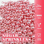 Cobakey Rose Gold Sprinkles for Cake Decorations 3.52 ounce Rose Gold Metallic Pearl Sprinkles for Cupcake Toppers Wedding Party Valentines Halloween Christmas Supplies