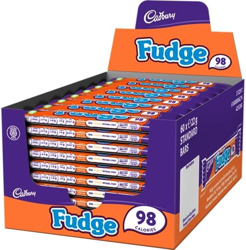 Cadbury Fudge Chocolate Bar 22g (Pack of 60 Bars) - Fudge Covered With Milk Chocolate