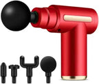 Mini Handheld Massage Gun – Deep Tissue Muscle Massager with 6 Speeds, 4 Heads, Type-C Charging – Lightweight & Quiet – for Athletes, Seniors, Office Use (Red)