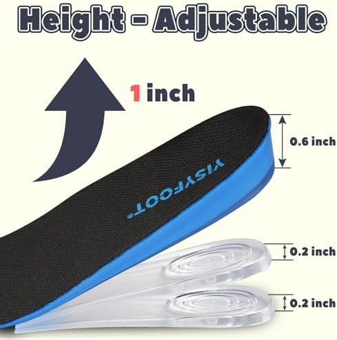 Adjustable Height Increase Insoles for Men, Heel Lifts Inserts with Shock Absorption & Comfort Cushioning, Hidden & Portable Shoe Insoles (Blue, Lager)