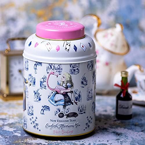 Vintage Alice in Wonderland Tea Caddy with 240 English Afternoon Teabags, Pink