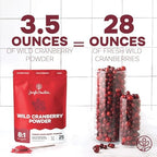 Jungle Powders Wild Cranberry Powder 3.5 Ounce Bag Natural Freeze Dried Cranberries Powdered Cranberry Supplement Freeze Dried Whole Cranberry Extract for Baking Flavoring Fruit No Sugar Added