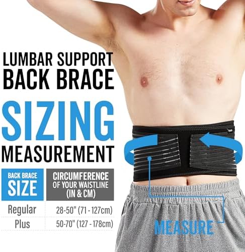 Bodyprox Lumbar Support Back Brace for Men and Women (Plus Size 50" - 70")