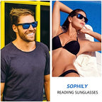 Full Reader Sunglasses Women Men, Womens Mens Reading Sun Glasses Mirroed Pink Blue Lenses Outdoor Not Bifocal Mirrored Blue, 2.5