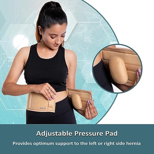 Wonder Care- Umbilical Hernia Support Belt Abdominal Binder for Belly Button Hernias or Navel Hernias, Hernia pain relief Brace, Beige (L, 36"-40")