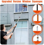 16FT Reach Window Squeegee Kit with Extension Pole, 2-in-1 Professional Washer for High Windows, 3-12FT Adjustable Reach, Rotatable Head for Indoor & Outdoor Use, Streak-Free Cleaning Tool for Home