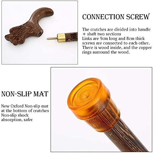 Walking Stick, Wooden Cane Wenge Faucet Crutches Seniors Non Slip Cane Walking Stick for The Elderly powerfully