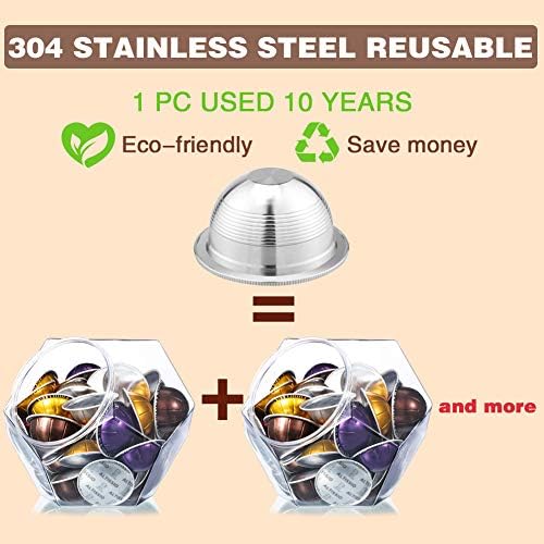 CAPMESSO Stainless Steel Reusable Coffee Capsule: Metal Refillable Coffee Pod Brewing Espresso - Compatible with Nespresso Vertuoline GCA1/ENV135/ENV150/BNV420 (2.4OZ-Double Espresso Cup(Small)