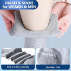Facool Non-Binding Diabetic Crew Socks, Women Loose Top Cushioned Moisture Wicking Cotton Seamless Non Slip Soft Anti-sweat Dress Comfortable Socks, 6 Pairs Black+Grey+Navy Blue Medium