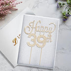 LINGTEER Happy 39th Birthday Gold Rhinestone Cake Topper - Cheers to 39th Birthday 39 Years Old Anniversary Party Cake Centerpieces Topper Decorations Gift Sign.
