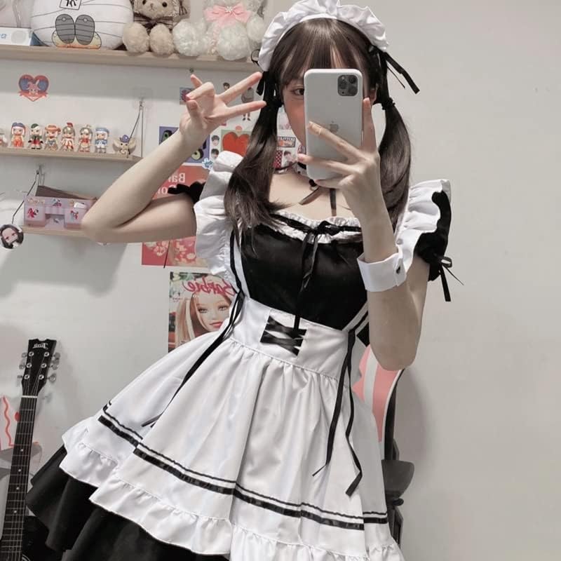Japanese Ladies Anime Maid Apparel Outfit Cosplay Costume Dress Girls Sissy Fancy French Apron Maid Clothing