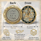 The Token Shop 12 Steps AA Coin Sobriety Chip Medallion, Clockwork One Day at a Time Alcoholics Anonymous Recovery Affirmation Token, Sober Gifts for Men and Women