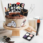 12Pack Makeup Cake Topper,Clay Lipstick Perfume Brush Cosmetic Happy Birthday Picks Cake Cupcake Decoration for Girl Women Makeup Spa Salon Birthday Party Supplies