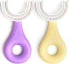 YOTEE U-Shaped Toothbrush Kids 2 PCS - Toddler Toothbrush with Food Grade Soft Silicone Brush Head, Manual Whole Mouth Tooth Brush for Kids Age 2-6(Purple+Yellow)