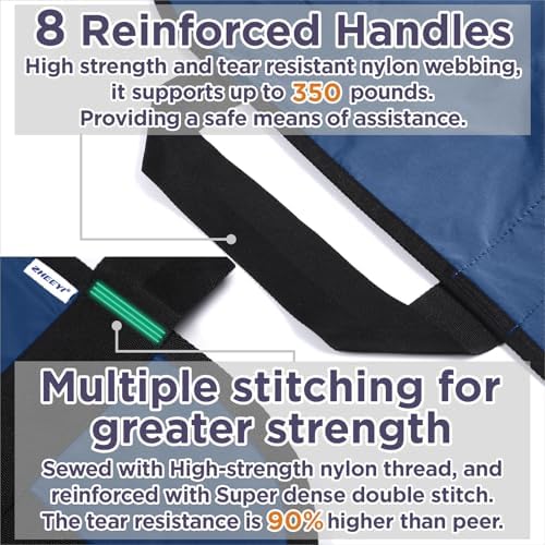 Positioning Bed Pad with Reinforced Handles 43" x 36" Patient Transfer Sheet Aid Assistant for Body Lifting, Turning, Repositioning, for Elderly, Incontinence, Caregiver, Navy Blue