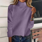 Women Fall Sweaters Long Sleeve Turtleneck Cotton Pullover Loose Fit Tops Casual Solid Jumper Fashion Comfy Clothes