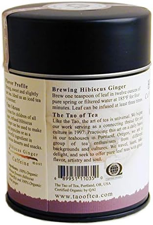 The Tao of Tea, Hibiscus Ginger Tea, Loose Leaf, 3.0 Ounce Tin to make 50 cups