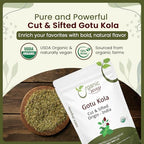 Organic Way Dried Gotu Kola Cut & Sifted (Centella asiatica) - Organic & Kosher Certified | Raw, Vegan, Non GMO & Gluten Free | USDA Certified | Origin - India (1/2LBS / 8Oz)