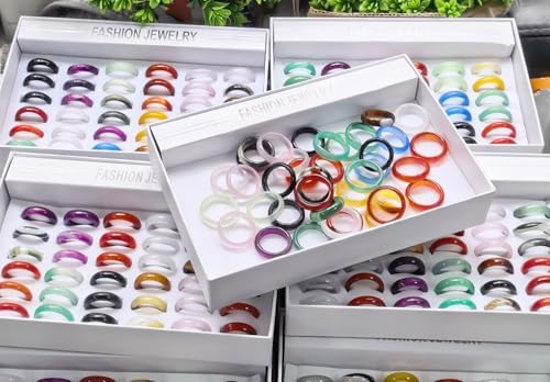 RICHRAIN Bulk Wholesale Crystal Rings for Women Healing 36 Pieces Box