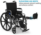 Medline K4 Basic Lightweight Wheelchair with 16" Wide Seat, Desk-Length Arms, and Elevating Leg Rests, 300 lb. Weight Capacity - Durable, Portable, and Comfortable Mobility Aid