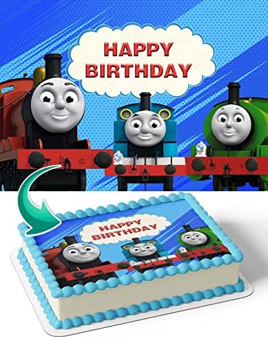 CAKECERY Train Friends Edible Cake Image Topper Birthday Cake Banner 1/4 Sheet