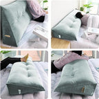 Daneey Headboard Pillow Queen, Triangular Wedge Pillow Headboard, Wedge Headboard Pillow for Bed Sofa, Daybed Pillows for Sitting up, Reading or Working with Removable Cover, Grey