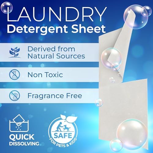 Gull Living Travel Laundry Detergent Sheets Unscented - 10 Loads - Dissolves Quickly, Removes Stains & Odors - For Home and Travel Laundry Sheets Detergent