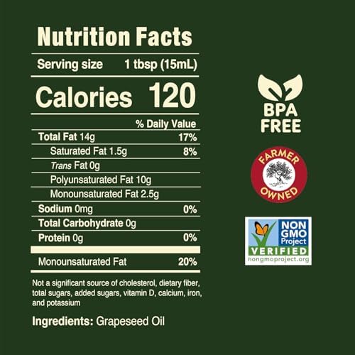 Pompeian 100% Grapeseed Oil - 68 Fl Oz - Grapeseed Oil for High Heat Cooking - Light and Subtle Flavor for Deep Frying and Baking Desserts - High Smoke Point
