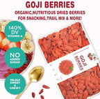 Goji Berries –Superfoods Organic Goji Berries.Extra Large Dried Berries– Vitamin A, Antioxidants, Fiber – Wolfberry - Large Berry Form, 100% Natural Sun-Dried Whole Fruit, Non-GMO & Vegan(8.68oz,box)