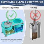 2026 Upgraded Easy-Use Spin Mop for Cleaner, Clean & Dirty Water Separation Mop Bucket for Pet & Family Homes,360° Swivel Wheels, Safe for Hardwood & Tile, Adjustable Handle,6 Reusable Mop Heads