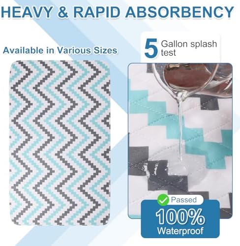 OUTCREATOR® Washable Bed Pads 34" x 56" (Pack of 2), Incontinence Mattress Protector, Anti-Slip Waterproof Underpads for Adults Kids Elderly Pets, Absorbency & Reusable Bedwetting Pads (Wave)