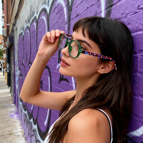 ICARA Personality Square Round Reading Glasses for Men Women,Computer Glasses Anti UV Readers
