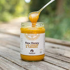 Mellona 100% Raw Honey Unfiltered with Ginger & Turmeric - Natural Honey Raw Unprocessed, Unheated & Unfiltered, No Artificial Additives, Pure Superfood 700 Gram