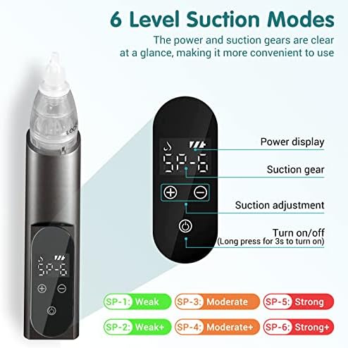 Ear Wax Vacuum Removal Kit with Carrying Case, 6 Levels Electric Strong Suction Ear Wax Remover, USB Charge Ear Wax Vacuum Cleaner, Ear Wax Suction Remover Device for Adults and Kids (Black)