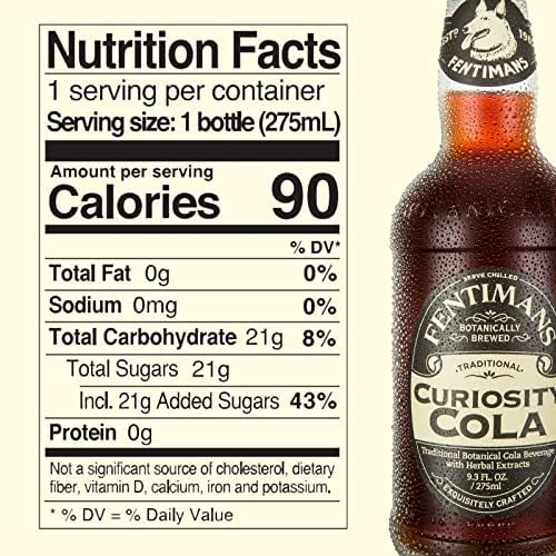 Fentimans Sparkling Curiosity Cola - Healthy Soda, All Natural Craft Soda Pop, Perfect Mixer, Natural Ingredients, Botanically Brewed - 9.3 Fl Oz (Pack of 4)