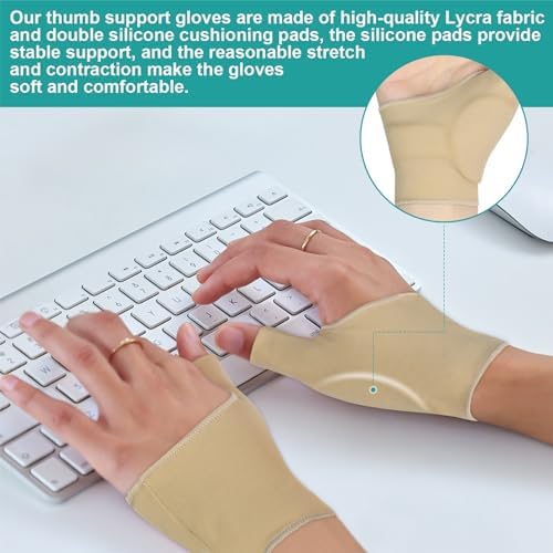 Thumb Wrist Brace Compression Sleeve for Arthritis Pain Relief Tendonitis Protector Support, Soft Elastic Fabric Thumb Splint Glove Liner for Women and Men -Fits Both Hands-(L)(1 pair)