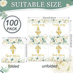 100Pcs God Bless Flower Napkins Baptism Paper Napkins White Floral Disposable Napkin First Holy Communion Party Decors for Mi Bautizo Christening Ceremony Newborn Religious Party Supplies