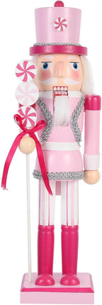 Christmas Nutcracker Ornament ，15inch King Soldier Nutcracker Suitable for Table, Fireplace Decoration Christmas Party Supplies (Pink Lollipop)
