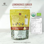 Suwirun Organic Lemongrass & Ginger Tea 25 Bags – Product of Thailand – Warming & Soothing Herbal Tea, Caffeine-Free, No Calories, Refreshing & Digestive Support