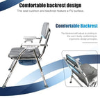 Bedside Commode for Seniors- Adjustable Height Adults Potty Chair with Arms, Elderly with Arms and Back Commode Chair, Pregnant Women & Post-Surgery - Supports 360 lbs (PU Soft Seat)