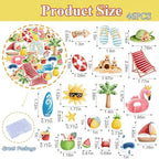 46pcs Edible Summer Beach Cupcake Toppers Wafer Paper Ball Sun Diving Goggles Watermelon Slippers Cupcake Picks Edible Summer Cake Toppers for Hawaii Theme Birthday Party Supplies